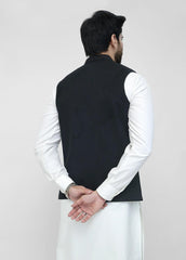 Black Hand Embroidery Waistcoat