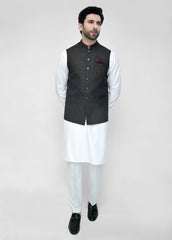Hand Embroidery Waistcoat Charcoal