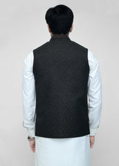 Hand Embroidery Waistcoat Charcoal