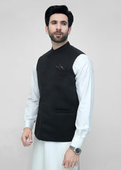 Hand Embroidery Waistcoat Black Fancy Look