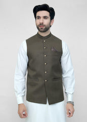 Mehandi Brown Plain Waistcoat