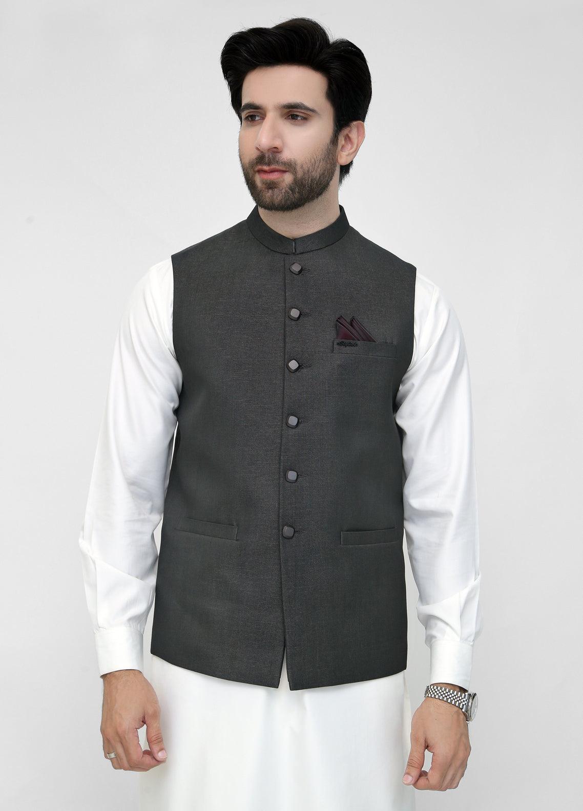 Malaysian Black Suiting Waistcoat For Men's