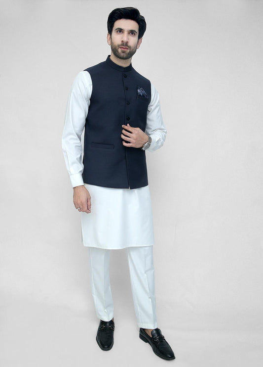 Navy Blue Plain Suiting Waistcoat