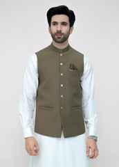 Mehndi Plain Suiting Waistcoat