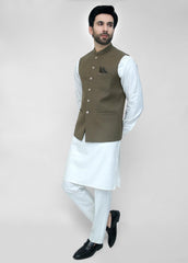 Mehndi Plain Suiting Waistcoat