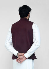 Hand Embroidery Maroon Waist Coat