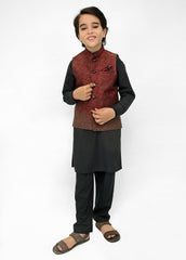 Kids Shalwar Kameez With Mehroon Waistcoat