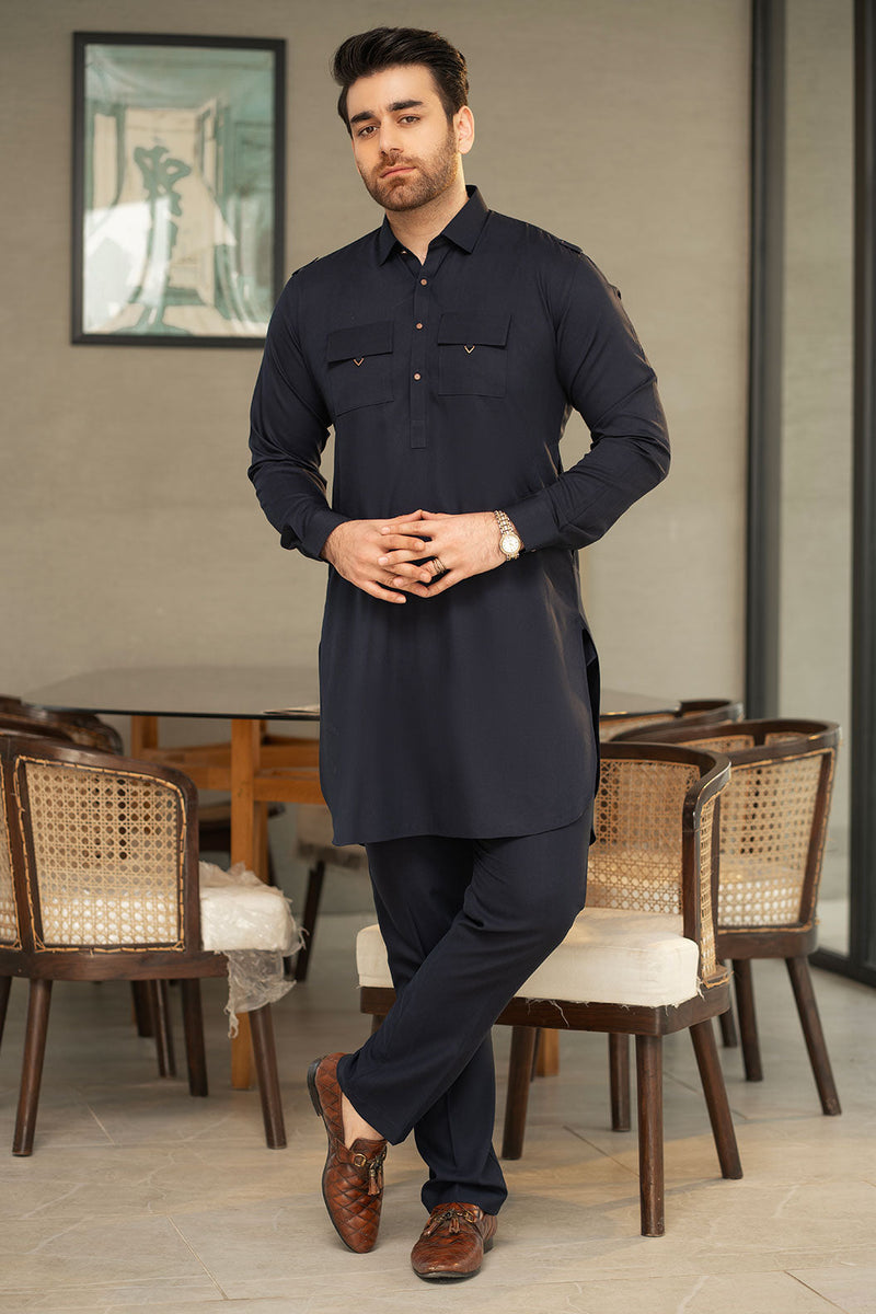 Navy Blue Double Pocket Kurta Trouser C-10208