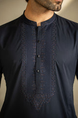 Navy Blue Embroidered Kurta Trouser C-10214