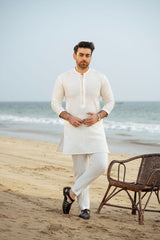 Off White Embroidered Kurta Trouser FD-5063