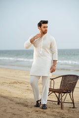 Off White Embroidered Kurta Trouser FD-5063