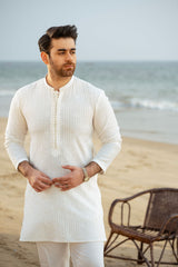 Off White Embroidered Kurta Trouser FD-5063
