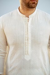 Off White Embroidered Kurta Trouser FD-5063