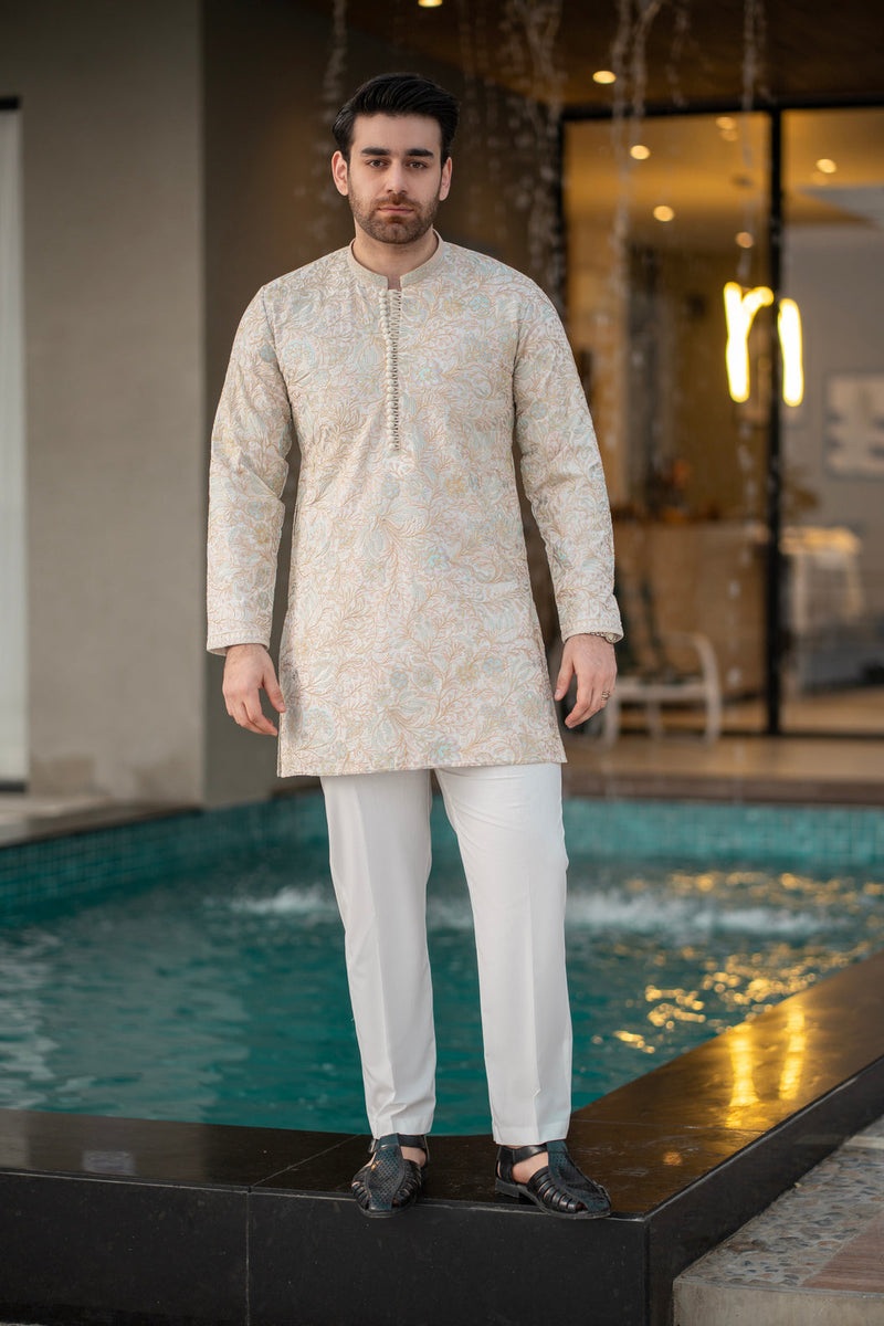 Off-White Embroidered Kurta Trouser FD-5069