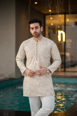 Off-White Embroidered Kurta Trouser FD-5069