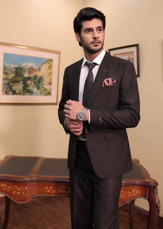 Men 2 Pcs Coat Pant - D-Black