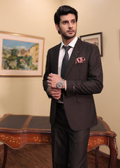 Men 2 Pcs Coat Pant - D-Black