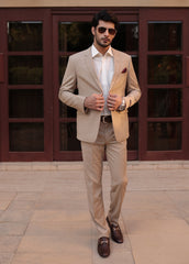 Men 2 Pcs Coat Pant - Fawn