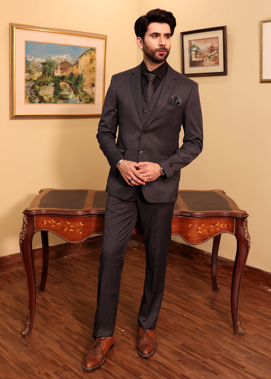 Men 3 Pcs Coat Pant - Navy Blue