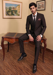 Men 2 Pcs Coat Pant - D-Black