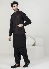 Black with D-Brown Men Waistcoat