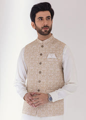 Light Fawn Men Waistcoat With Embroidery