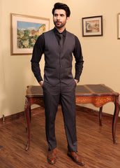 Men 3 Pcs Coat Pant - Navy Blue
