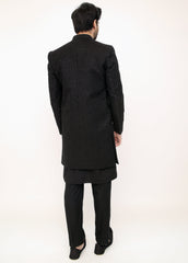 Black Front Open Sherwani