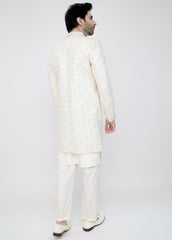 Cream Front Open Sherwani