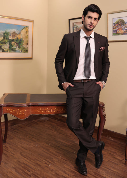 Men 2 Pcs Coat Pant - D-Black