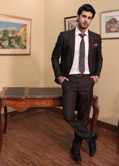 Men 2 Pcs Coat Pant - D-Black