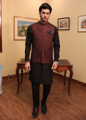 Men Maroon Waistcoat