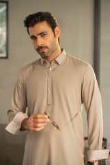 Stone Grey Kameez Shalwar C-10205