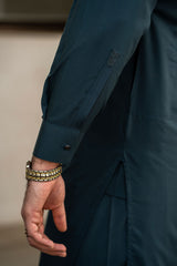 Teal Blue Embroidered Kameez Shalwar C-10201