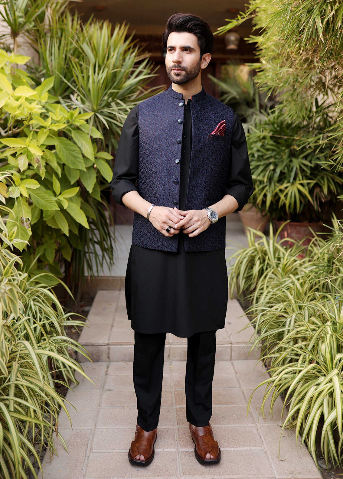 Navy Blue Men Waistcoat