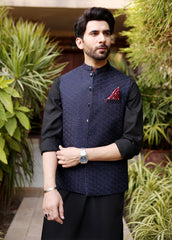 Navy Blue Men Waistcoat