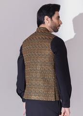 Black Brown Full Embroidered Waistcoat