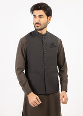 Men Shalwar Kameez With Waistcoat Black/Brown
