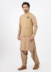 Men Shalwar Kameez With Waistcoat L.Golden