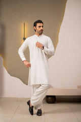 White Embroidered Kameez Shalwar C-10218