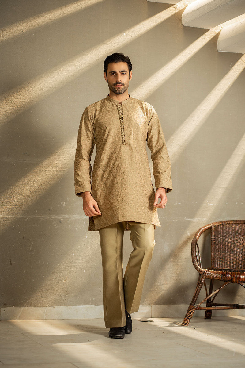Beige Embroidered Kurta Trouser FD-5070