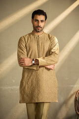 Beige Embroidered Kurta Trouser FD-5070