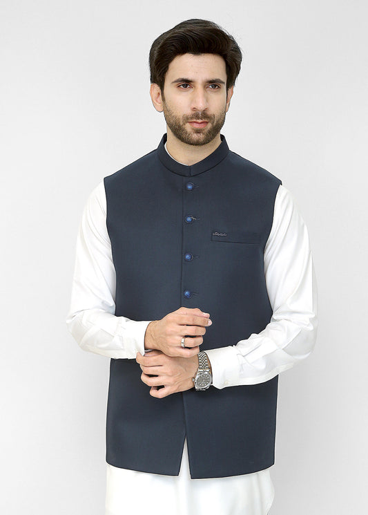Dark Navy Blue Waistcoat For Men's