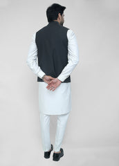 Gray Black Plain Waistcoat For Men's