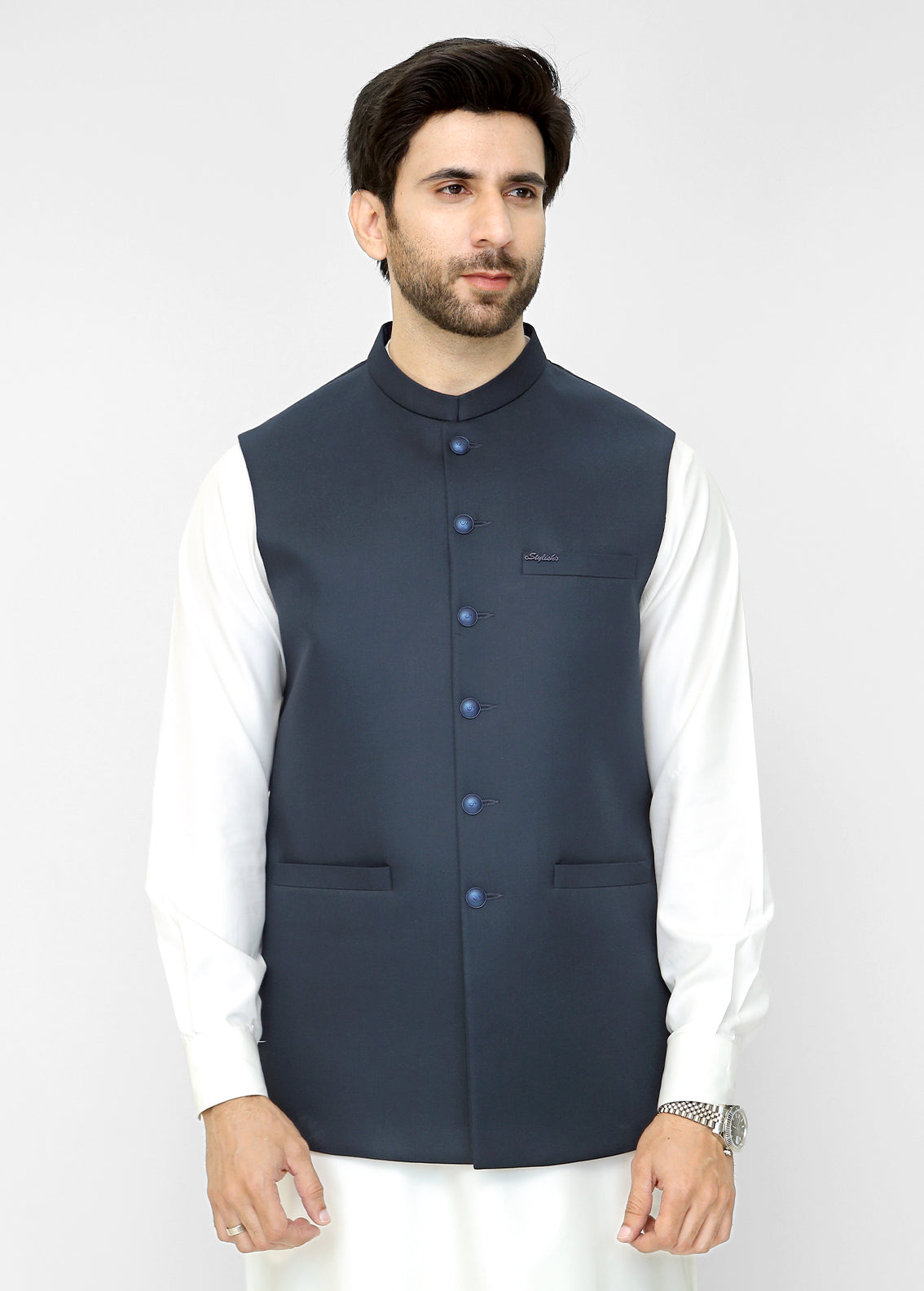 Dark Navy Blue Waistcoat For Men's