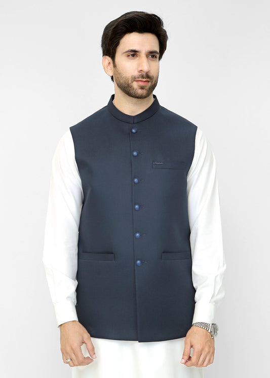 Dark Navy Blue Waistcoat For Men's