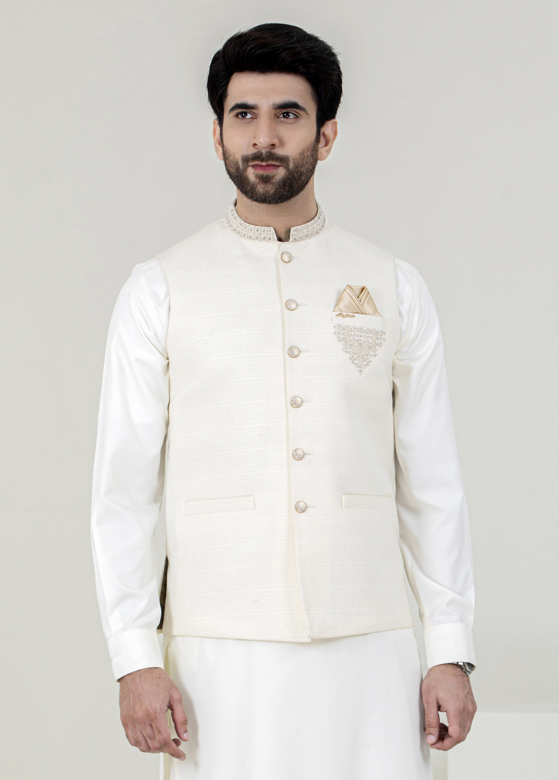 Off-White Embroidered Men's Waistcoat