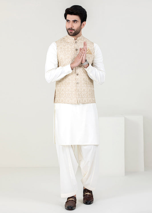 Cream Men Waistcoat