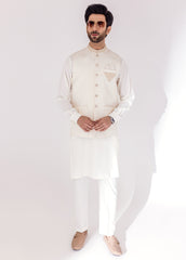 White Embroidered Men's Waistcoat