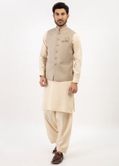 Fawn Plain Waistcoat For Men's